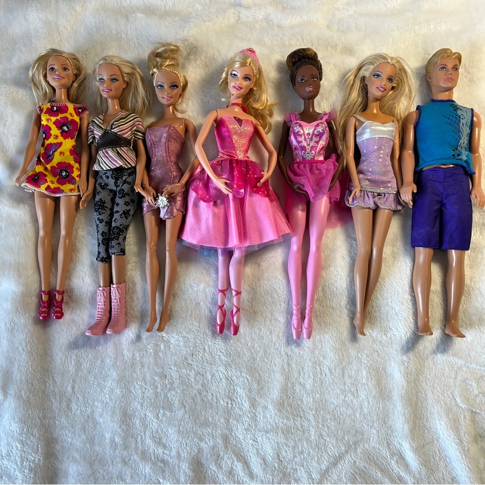 Misc Lot of 6 Barbie Dolls, 1 Ken Doll